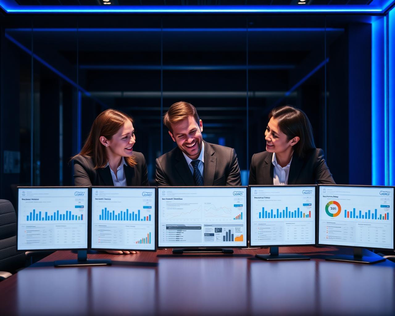 Business professionals reviewing performance results